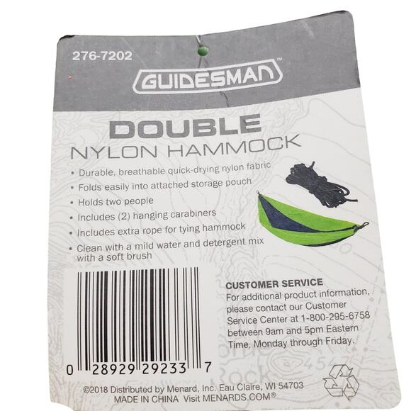 GUIDESMAN 276-7202 Double Person Nylon Hammock Green NWT Durable 400 lb. Weight - Picture 2 of 6